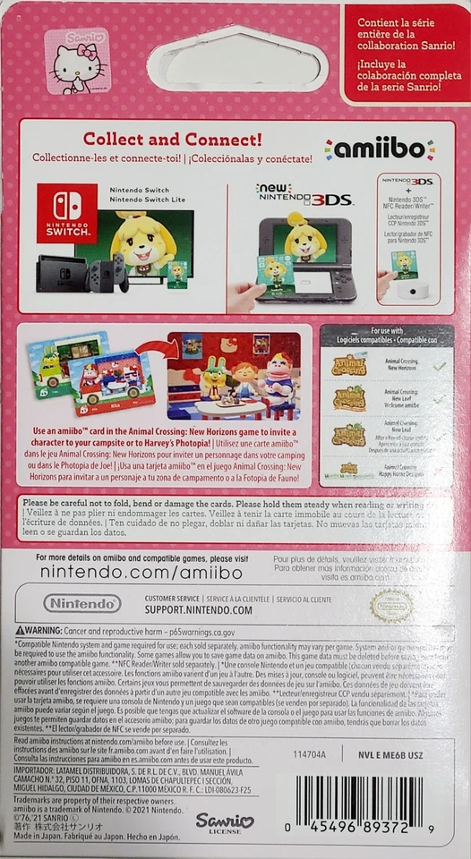 Nintendo Amiibo Animal Crossing Sanrio Hello Kitty Paquete de Colaboración - 6 Tarjetas  Foto 2 de 3