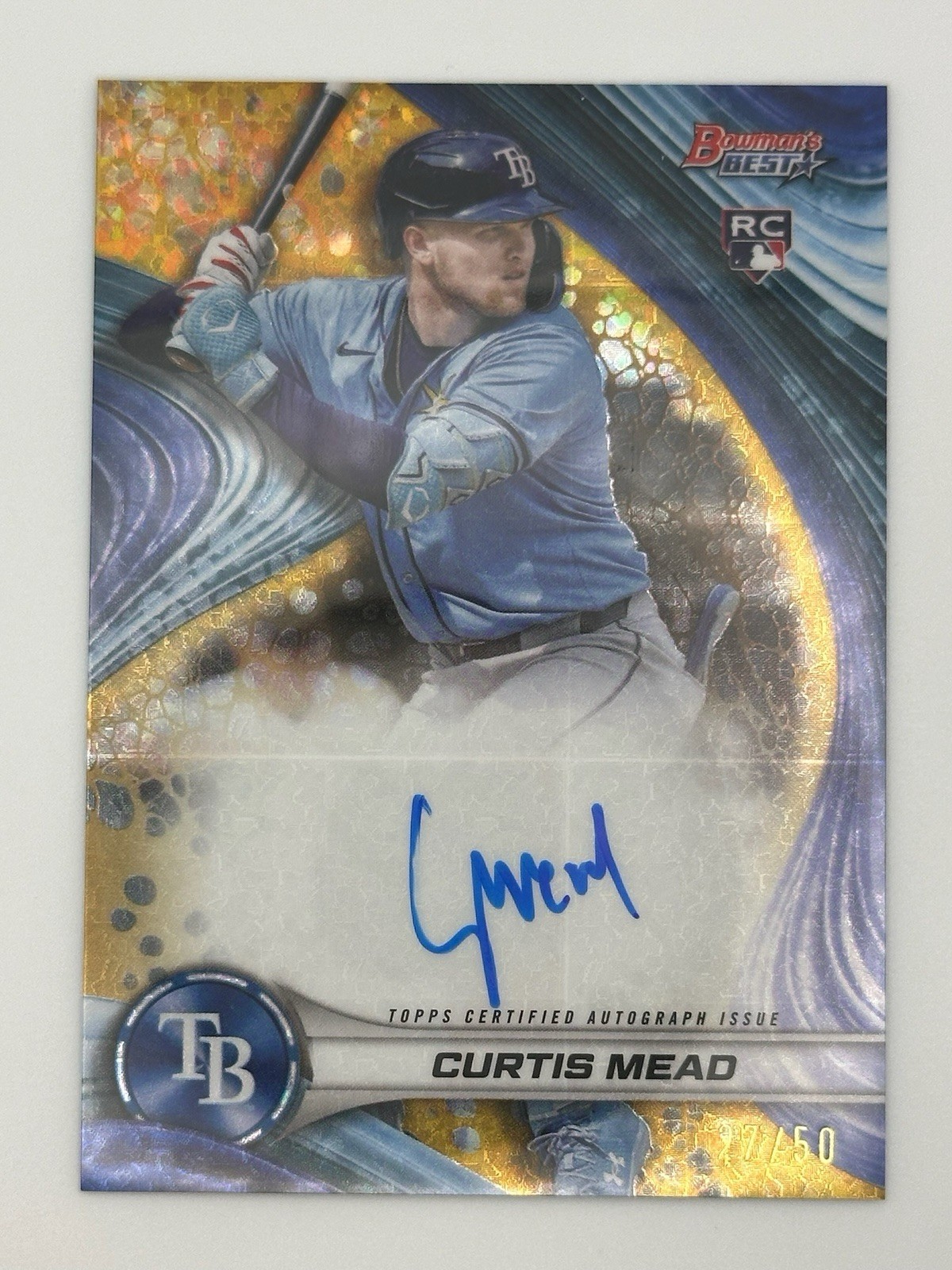 2024 TOPPS BOWMANS BEST CURTIS MEAD #B24-CM GOLD MINI-DIAMOND 27/50 RC AUTO