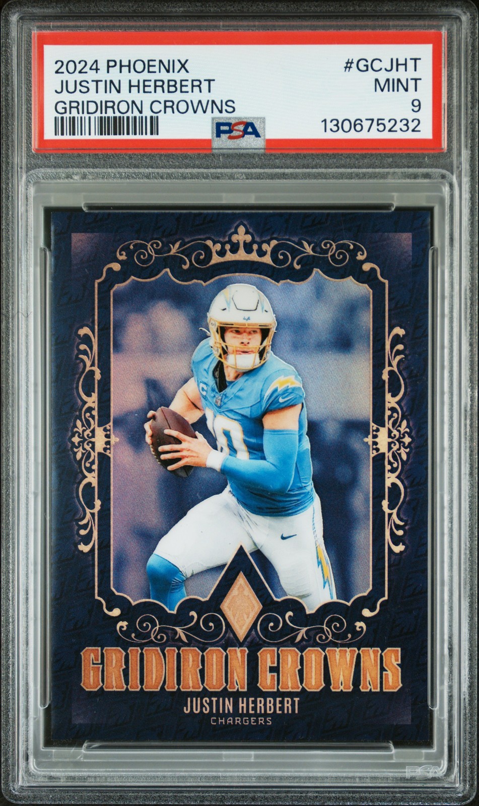 2024 PANINI PHOENIX GRIDIRON CROWNS #GCJHT JUSTIN HERBERT PSA 9