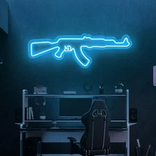 NEW "K47 Gun" Neon Sign 26"x8" Light Man Cave Gaming Room Wall Decor