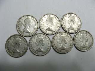 1954 Canada Canadian 25c Quarter Coins LOT OF 7 80% Silver