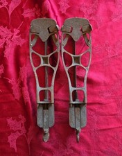 Antique Hawkins Shirley Clamp On Ice skates Derby CT patent 1865 Rustic READ