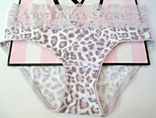 VICTORIA'S SECRET Thermal Hiphugger Panty VS Purple Gray Leopard S L Lace Waist