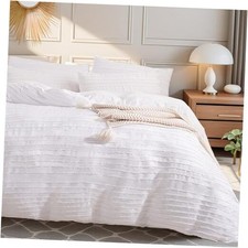 Duvet Cover Queen Size 3 Pieces Boho Tufted Duvet Cover Queen 90"x90" White