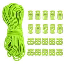Cord Locks, Elastic Cord, Spring Toggle Stopper Slider 50 ft  Fluorescent Green