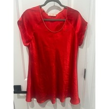 Vintage Oscar de la Renta Pink Label Red Satin Nightgown Size Large