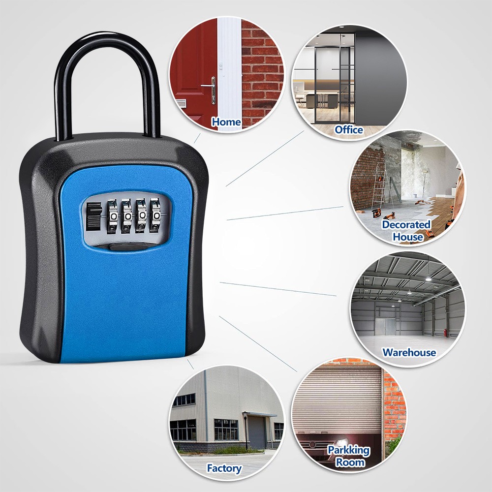 Key Safe 4-Digit Combination Lock Box Wall Mount Storage Safe Security