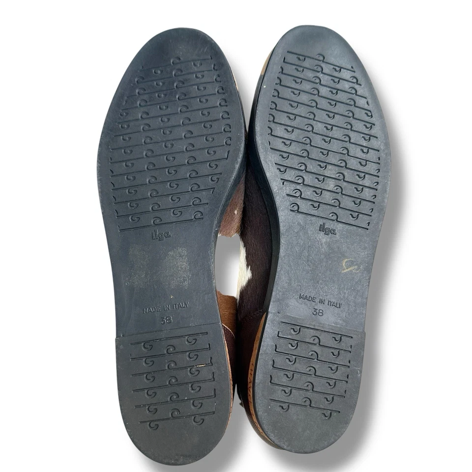 Zapatillas Joan & David Piel de Vaca Pelo de Becerro Marrón Blanco Con Cordones Hechas en Italia 38 Foto 4 de 4