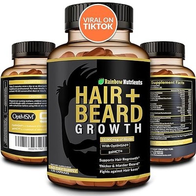 Hair & Beard Growth Vitamins for Men | Biotin 10,000mcg