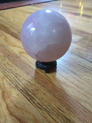 Pink Rose Quartz sphere Heals, Helps With Love And Peace,  Calms Heart Chakra