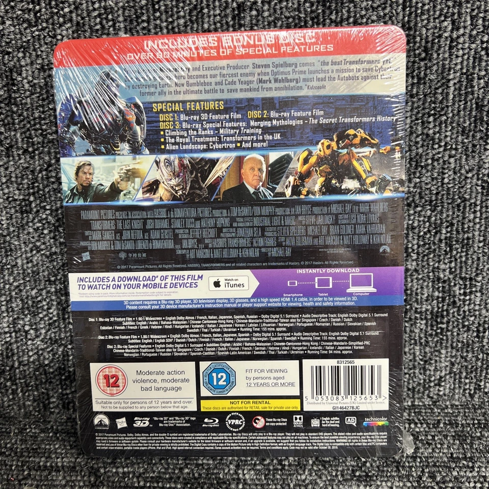 TRANSFORMERS - THE LAST KNIGHT (LIMITED STEELBOOK) [BLU-RAY 3D+2D] NEW & SEALED - Image 2 of 2