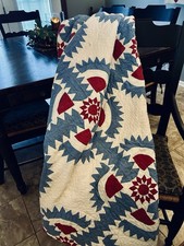 Vintage Patriotic Quilt Spread Red, White Blue Lone Star Design