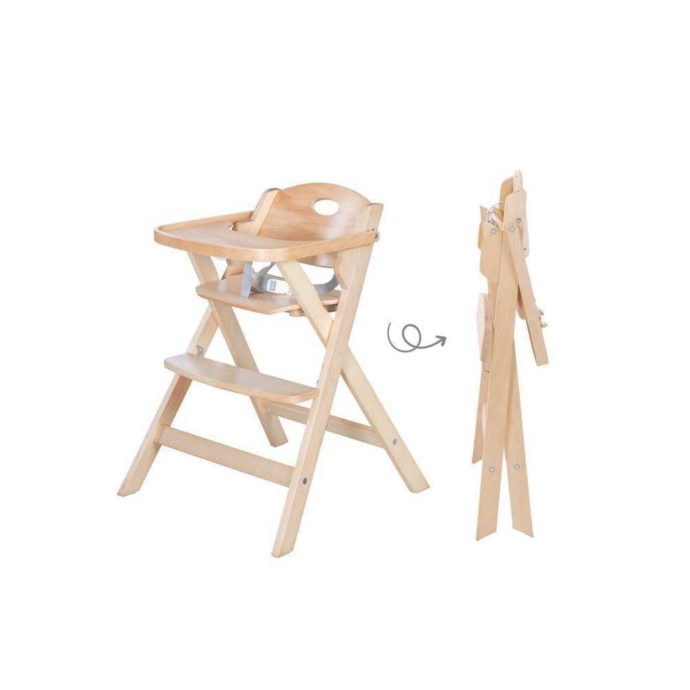 Chaise haute pliable ROBA FOLD UP SMART sécurisée en bois naturel