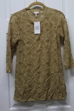 LOGO Layers by Lori Goldstein Sheer Lace 3/4-Sleeve Top-Toffee-XXS-NEW-A474462