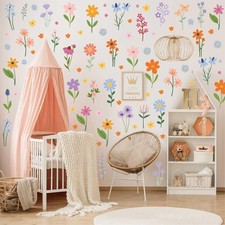 Wild Flower Wall Decals - Peel and Stick Removable Floral Wall Stickers for Nurs
