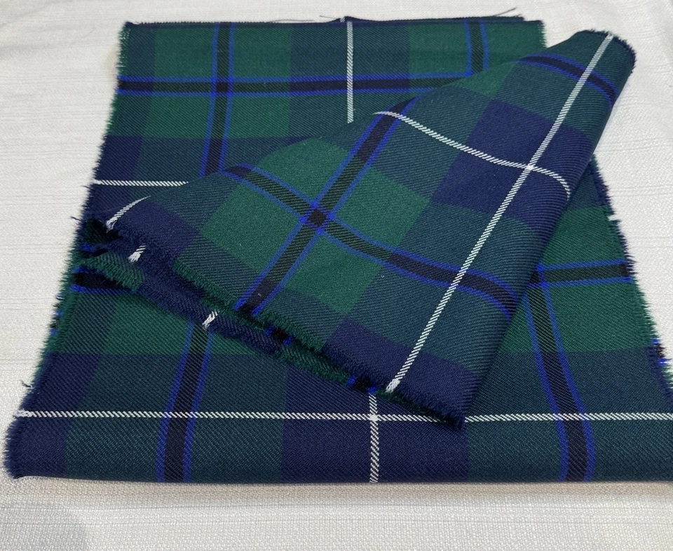 Douglas Modern Green/blue Tartan 100% Wool Heavyweight 300 Cm Long 33 Cm Wide - Image 3 of 4
