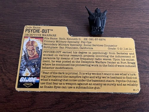 G.I. JOE  NIGHT FORCE PSYCHE-OUT BACKPACK & File card