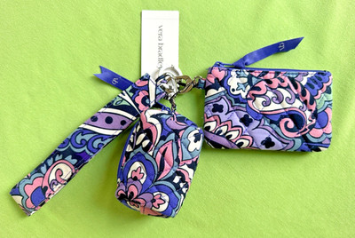 VERA BRADLEY DUAL POUCH WIDE WRISTLET:NWT FLORAL SWIRLS
