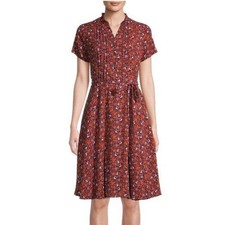 Nanette Lepore Floral Fit and Flare Dress Women Size 2 Red