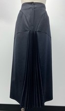 80's VTG Claude Montana Black Wool Accordion Pleated Midi Skirt US Size 12 Italy