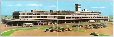 Postcard Japan Tokyo International Airport Buses Cars 1950s Panorama Folded P15H