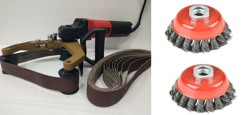 Pipe Tube Polisher Sander 120 sanding Belt 12 knot wire cup brush rust removal