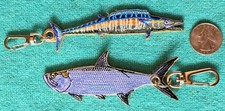 TWO (2) - EMBROIDEDED FISH KEYCHAINS - WAHOO & TARPON - SALT WATER FISHING  RARE