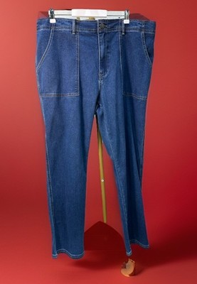 Knox Rose High Rise Straight Leg Jeans Elastic Waist Medium Wash. Size XXL