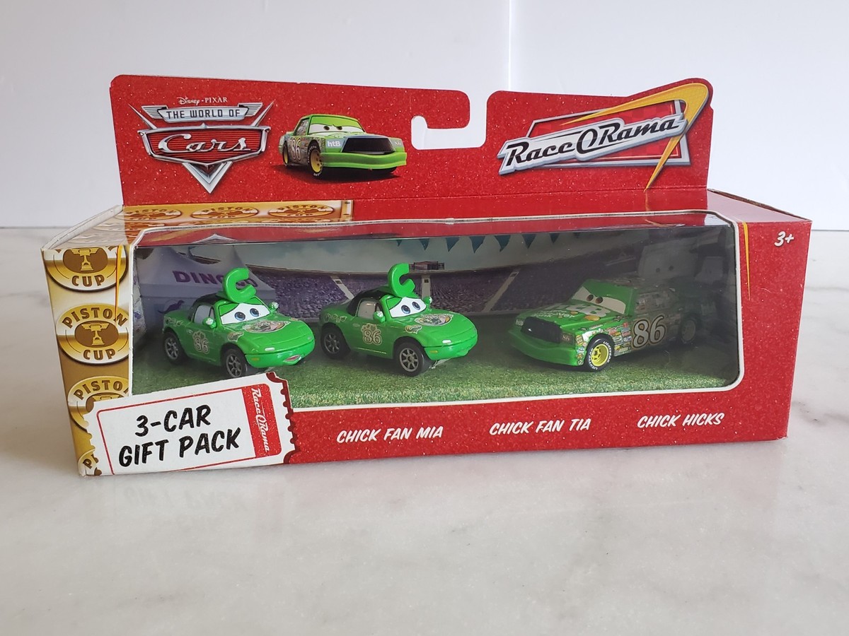 Disney Pixar Cars 3 Pack Race O Rama Chick Hicks Chick Fan Mia