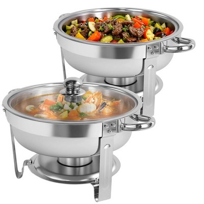 2/4/6/8 PCS Round Chafing Dishes Stainless Steel Warmer For Catering6 QT Silver