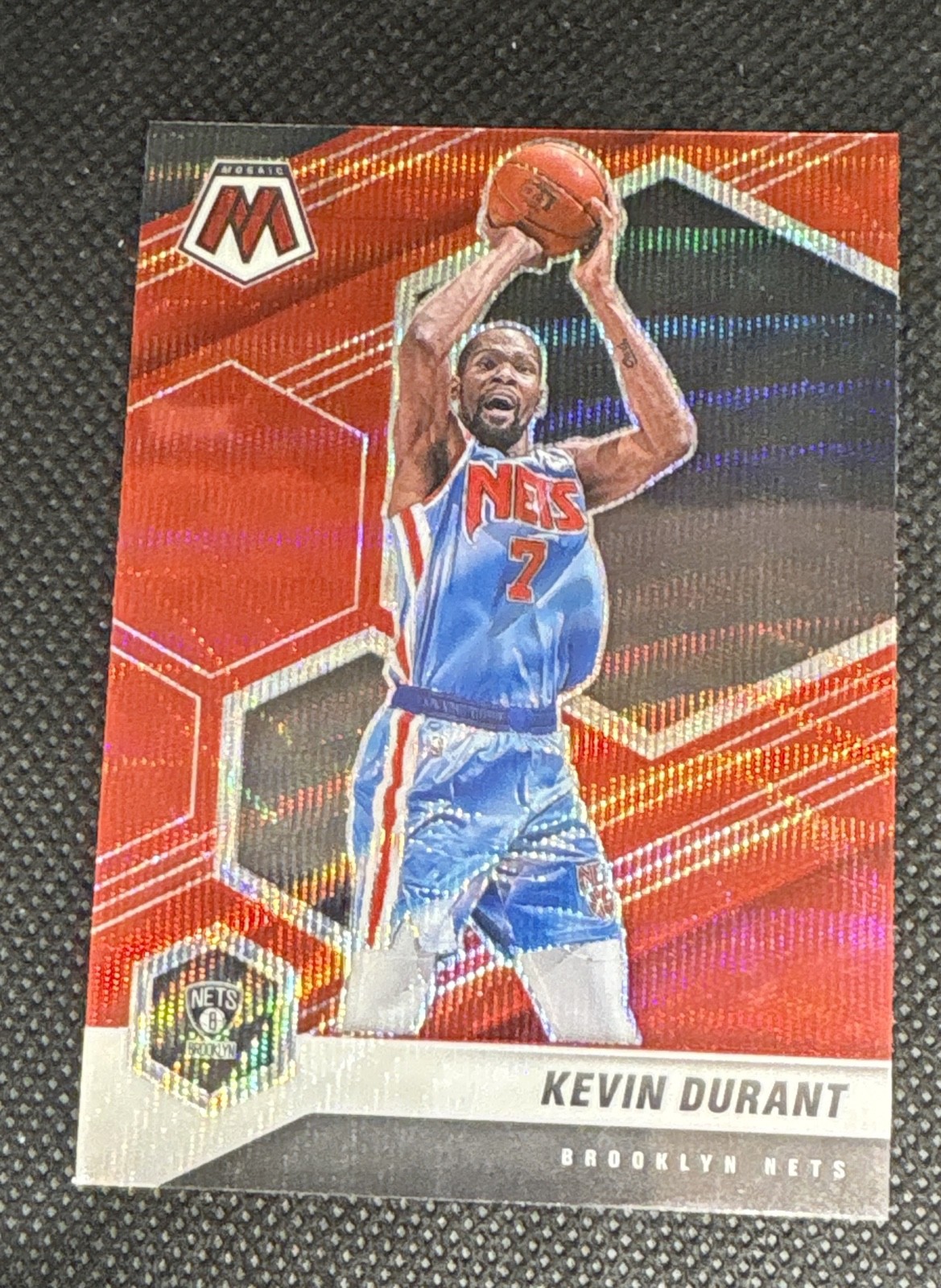 2020-21 Panini Mosaic - Kevin Durant #7 Red Wave Mosaic Prizm Brooklyn nets