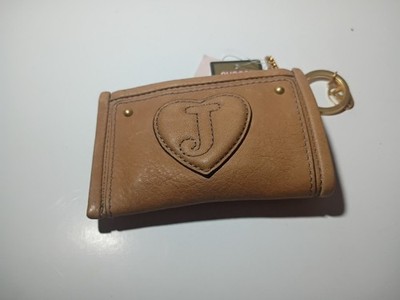 Brown Leather Juicy Couture Coin and Keychain Pouch Heart Design (New With Tags)