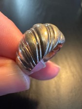 Sterling Silver Dome Statement Band - 925 Ribbed Ring