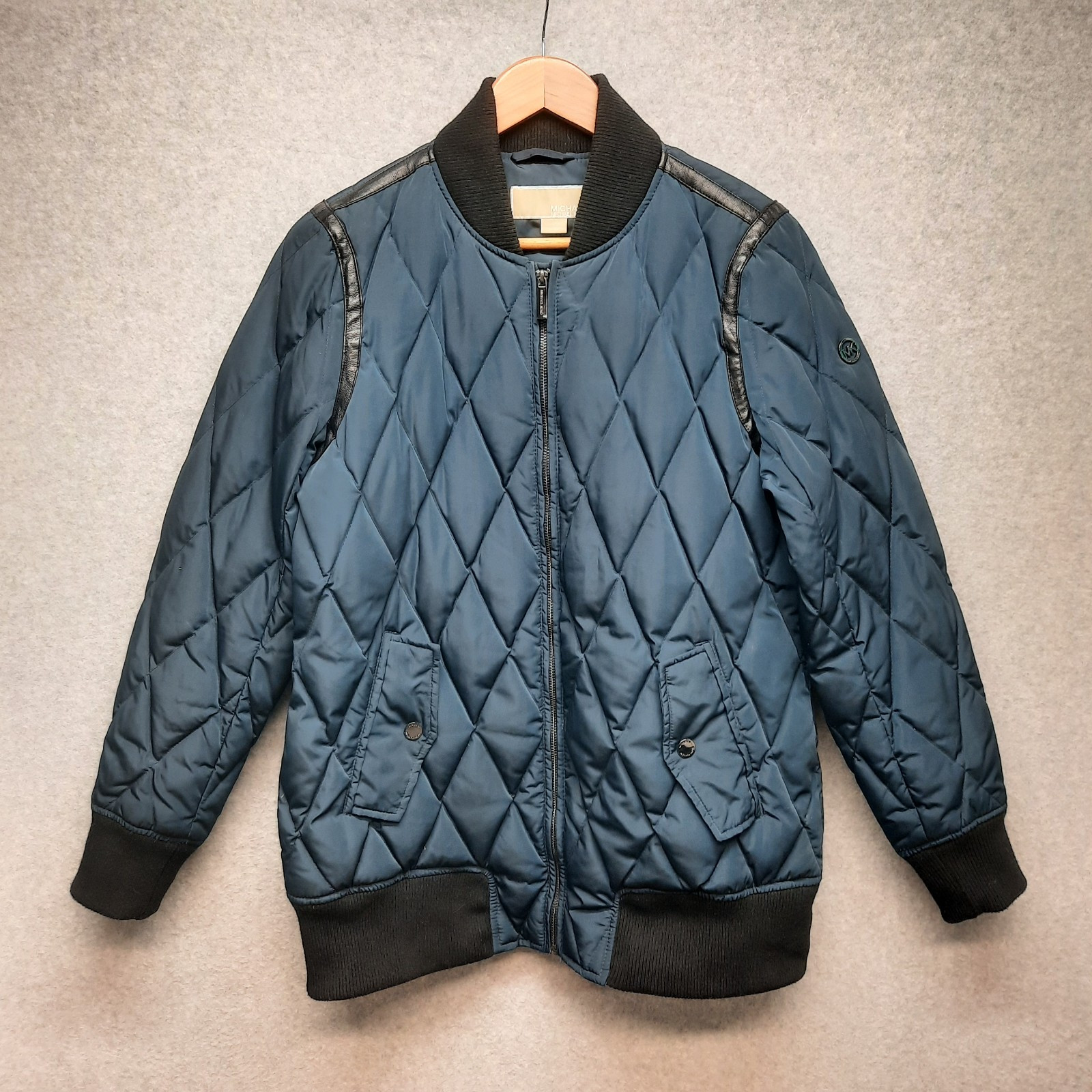 Michael Kors Puffer Jacket Men's Medium Blue Quilted Coat In