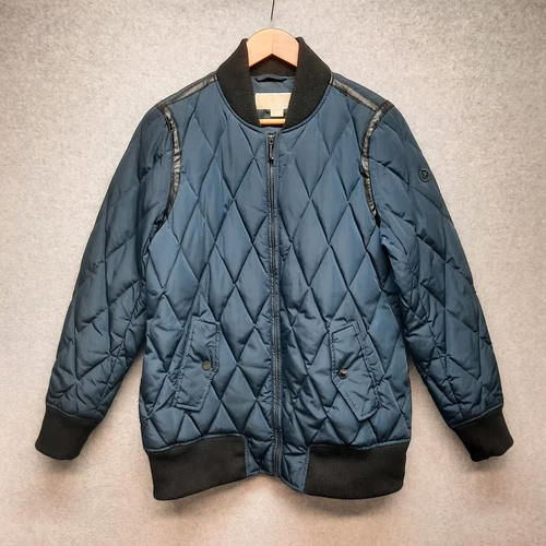 Michael Kors Giacca Uomo Blu Medio Puffer Trapuntato Cappotto Isolato Piumino