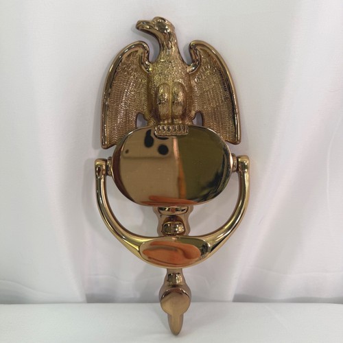 Vintage Brass Eagle Front Door Knocker Polished Gold Tone Americana Hardware