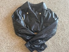 Forever 21 Black Synthetic Leather Jacket Youth XS