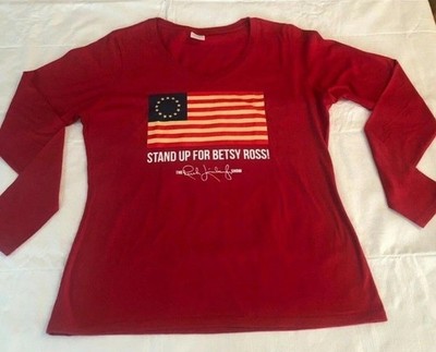Rush Limbaugh Stand Up For Betsy Ross X-Large Long Sleeve V-Neck Shirt Red