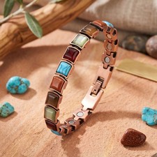 Pure Solid Copper Crystal Women Bangle Magnetic Therapy Arthritis Pain Relief