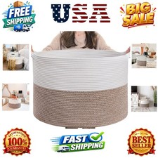 XXXLarge Woven Rope Blanket Basket Living Room Brown, 90L