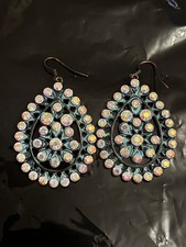 Teardrop Dangle Earrings Crystal Multicolor Metal 2 Inch Fashion