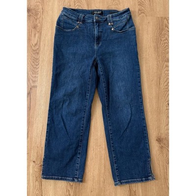 Judy Blue High Waist Straight Leg Cropped Blue Jeans Side Slit Denim Size 11/30
