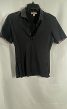 Burberry Brit Men's Polo Shirt Black Nova Check Cuff EKD Logo Sz M