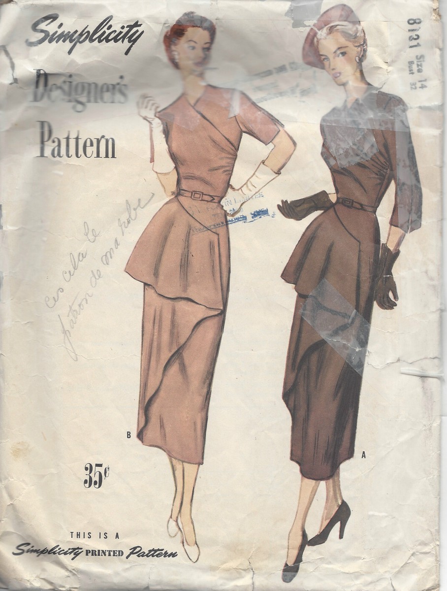 1949 Vintage Sewing Pattern B32 DRESS (R888) | eBay