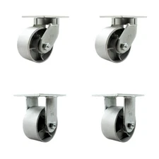 6 Inch Heavy Duty Semi Steel Cast Iron Caster Set 2 Swivel Locks 2 Rigid SCC