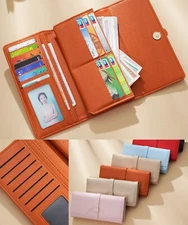 Womens Leather Wallet Bifold ID Card Holder Checkbook Long Clutch Billfold Purse