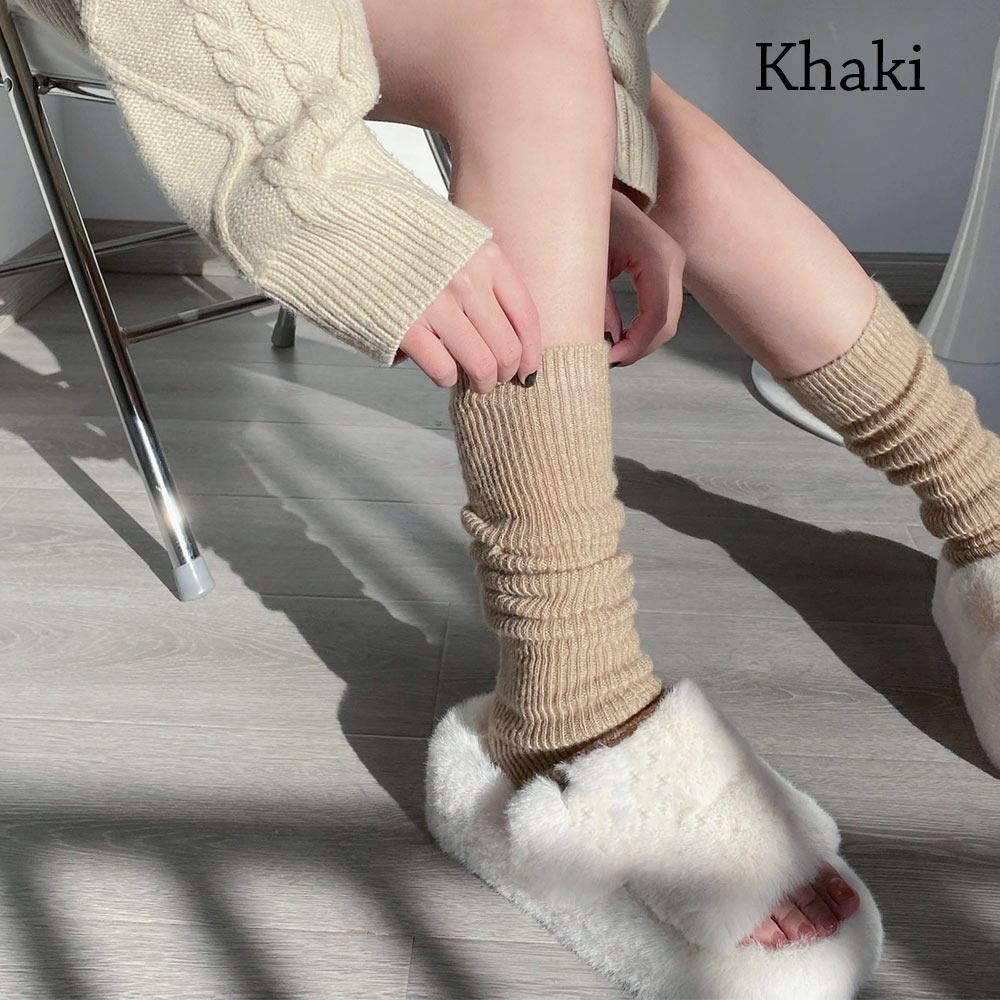 Girls Winter Knitted Leg Warmers Leggings Long Footless Socks Knee High