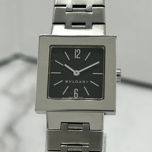 Autentico orologio BVLGARI Quadrato SQ22 acciaio inossidabile quadrante nero ... - Foto 2 di 14