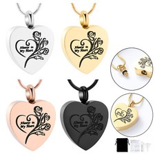 Rose Flower Heart Urn Necklace Cremation Necklace for Ashes Cremation Jewelry