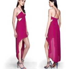 NWT Express Magenta Hi Lo Sexy Cutout Waist V-neck Sexy Date Dress Size 0